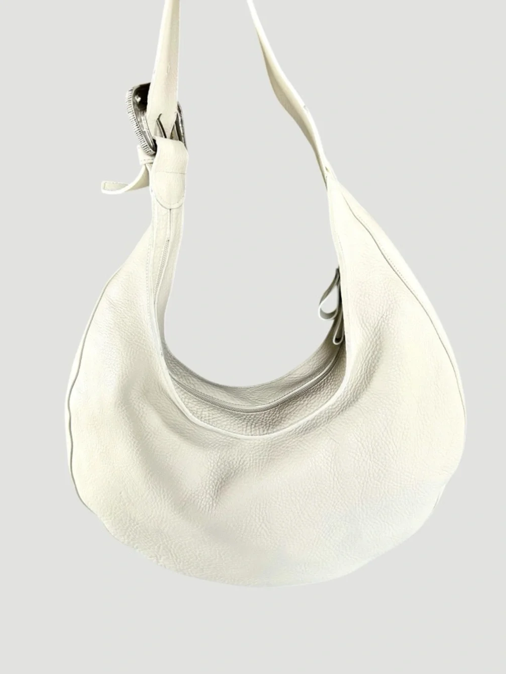 Donald J. Pliner White Leather Pebbled Hobo Shoulder Bag - Picture 5 of 13